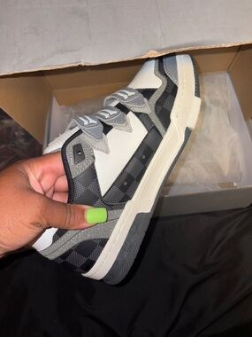 Checkerboard Low-Top Sneaker in Black, White & Gray